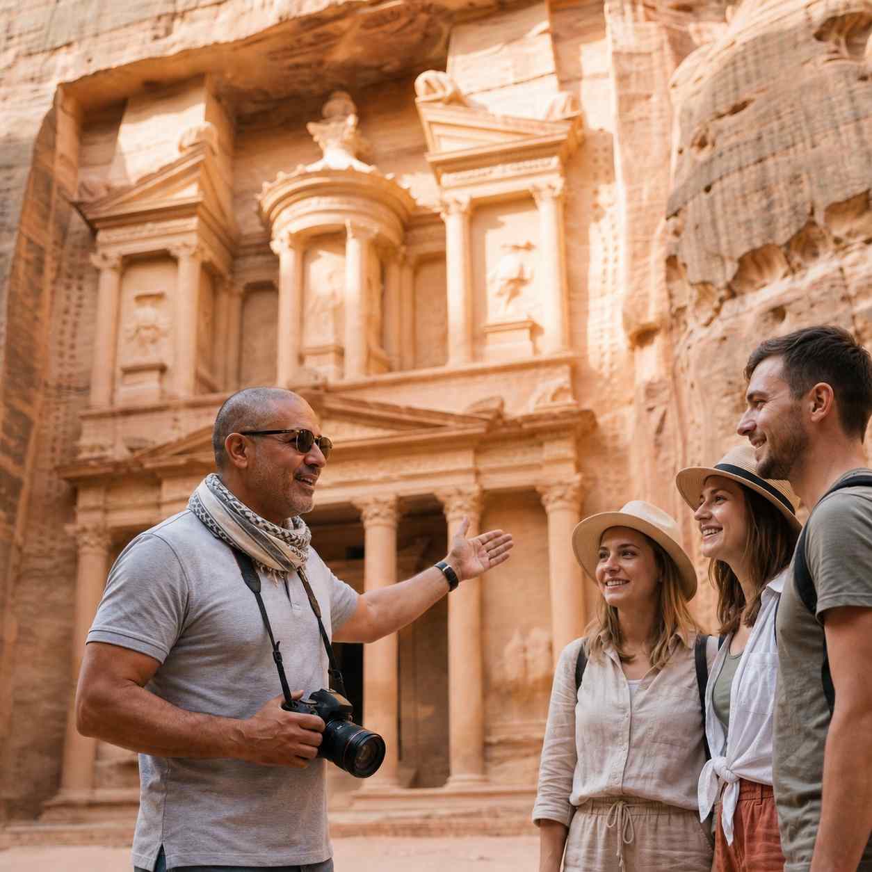 Guide Muhammad Yaseen — Licensed Guide in Jordan — in front of Petra The Treasury Гид Мухаммад Ясин — лицензированный гид в Иордании — напротив Петры — Сокровищница