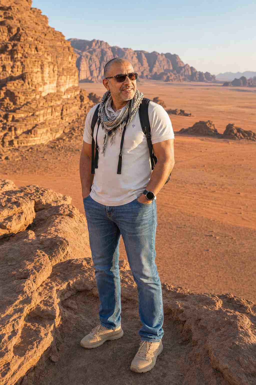 mohammad-yaseen-Guide — Wadi-Rum Мухаммад Ясин в пустыне Вади-Рам во время индивидуального путешествия по Иордании